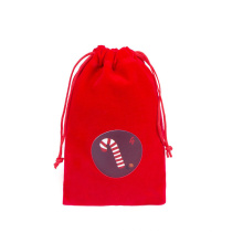 Custom Red Flannel Jewelry Bag Christmas Gift Bag Flannel Drawstring Bag